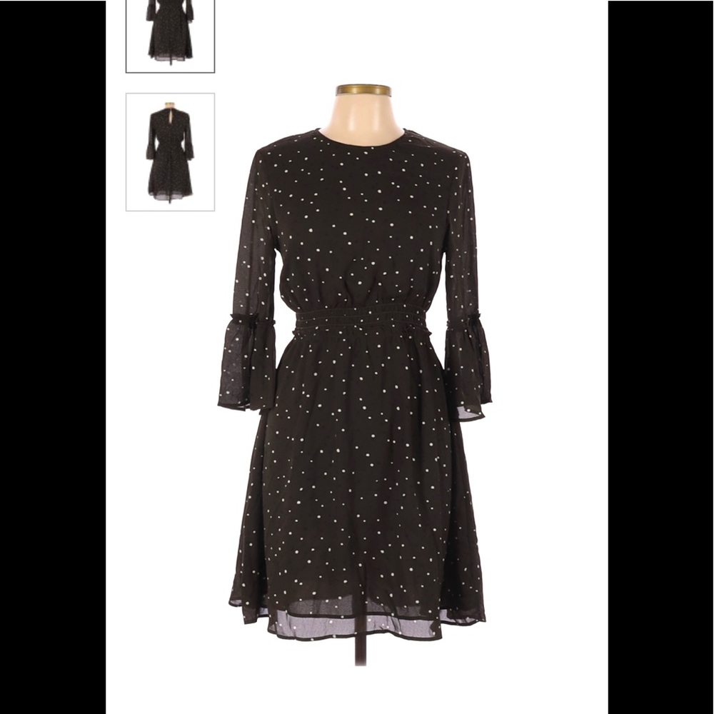 H&M casual ruffles olive green dress size 10